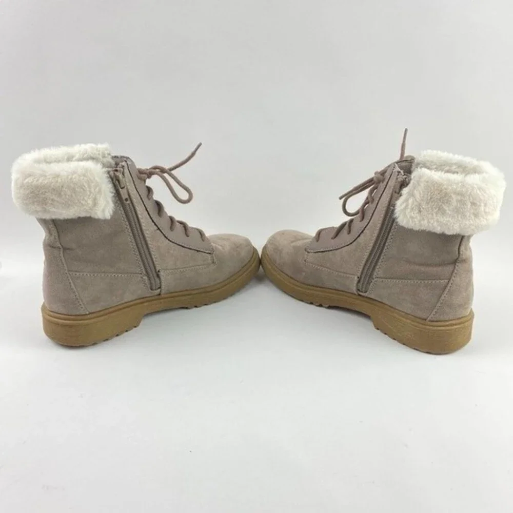 Gap Ankle Combat Boots Girls Size 4 Faux Fur Zip Up Casual Outdoors